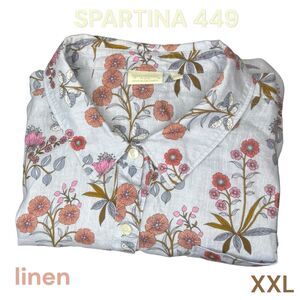 SPARTINA 449 WOMENS LINEN BUTTON UP TOP XXL FLORAL DESIGNER COLORFUL PREPPY